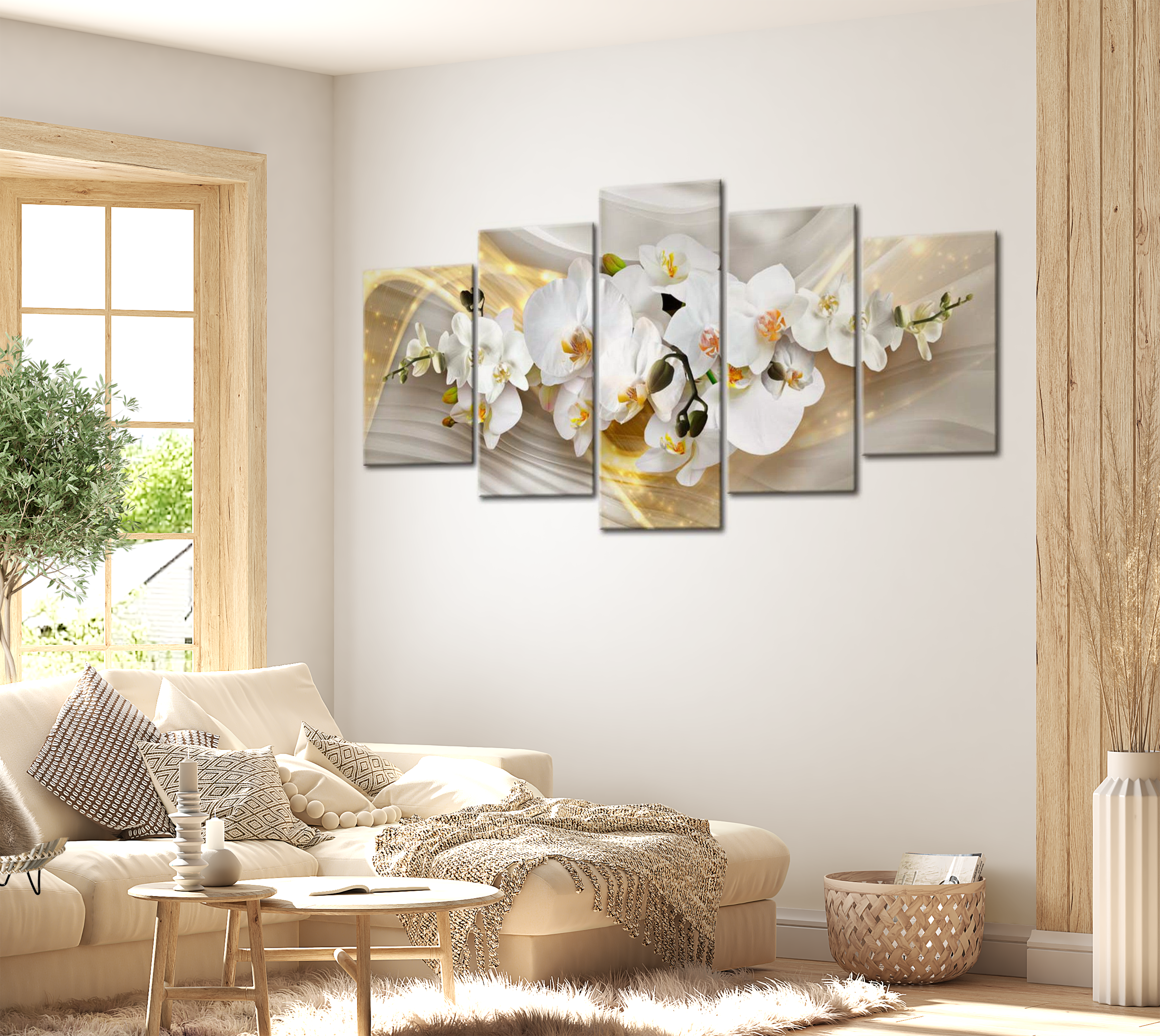 Stretched Canvas Floral Art - Sunny Cascade 40"Wx20"H