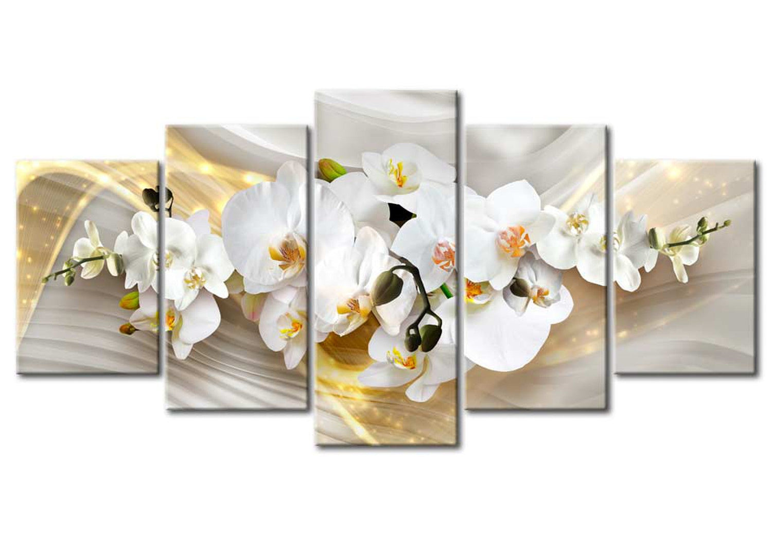Floral Canvas Wall Art - Sunny Orchid Combination - 5 Pieces