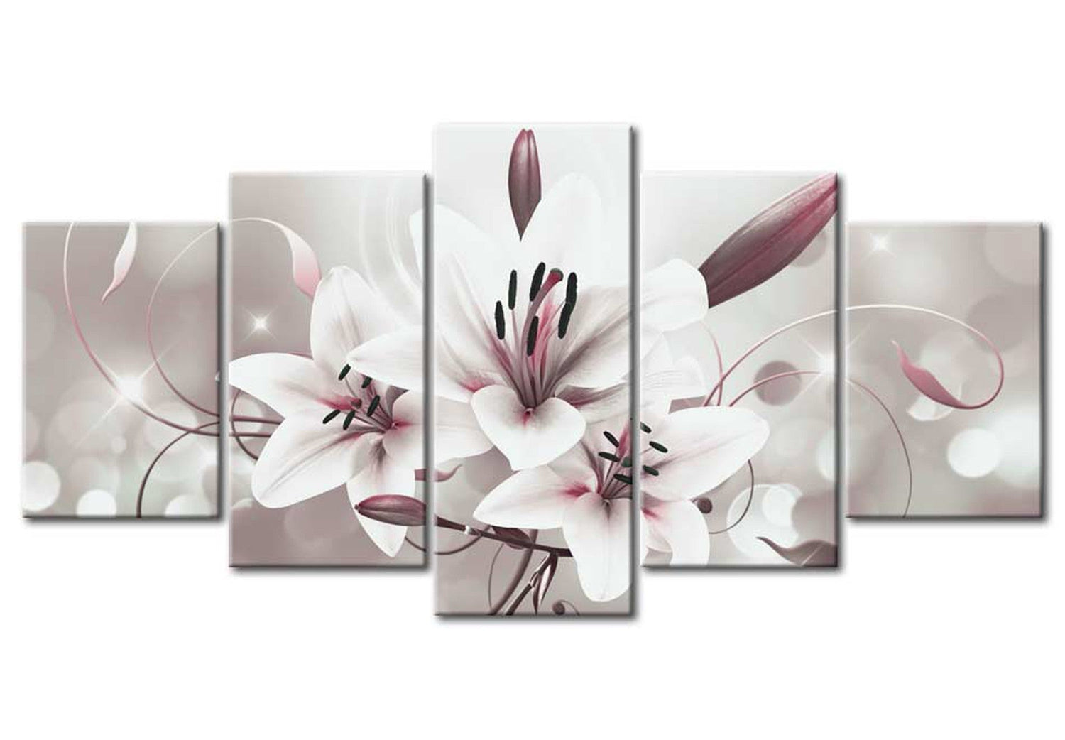 Floral Canvas Wall Art - Symbol Of Innocence - 5 Pieces