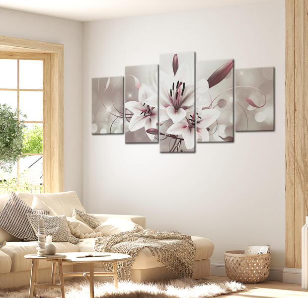 Floral Canvas Wall Art - Symbol Of Innocence - 5 Pieces