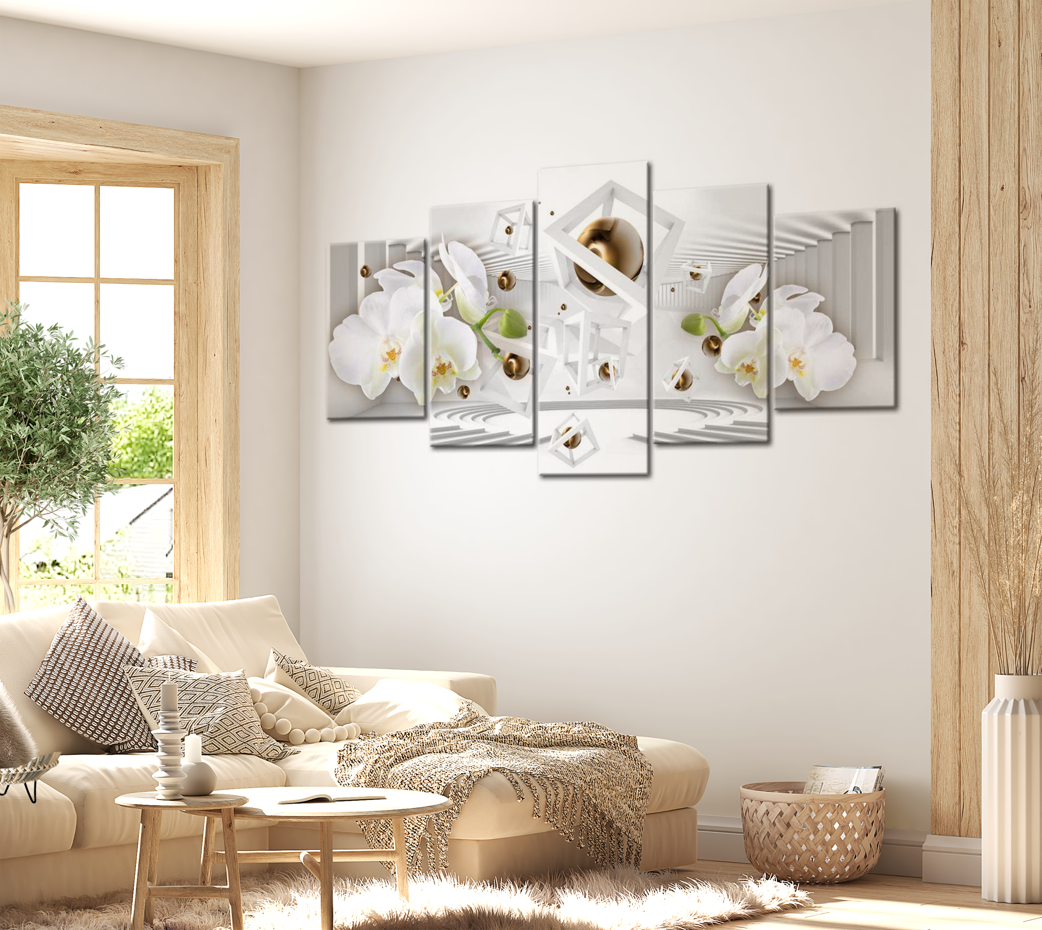 Stretched Canvas Floral Art - Temple Of White 40"Wx20"H