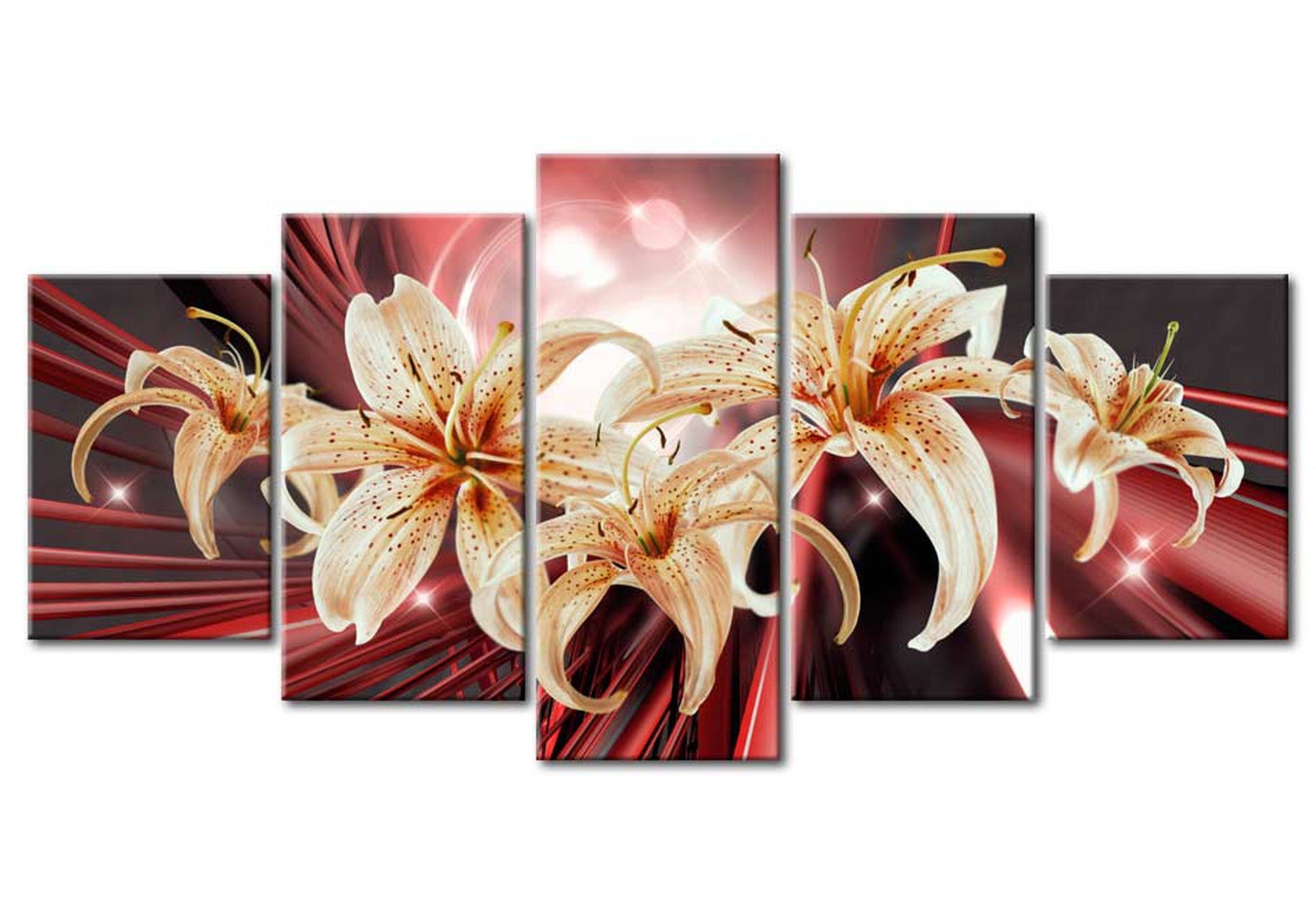 Floral Canvas Wall Art - The Magic Of Passion - 5 Pieces