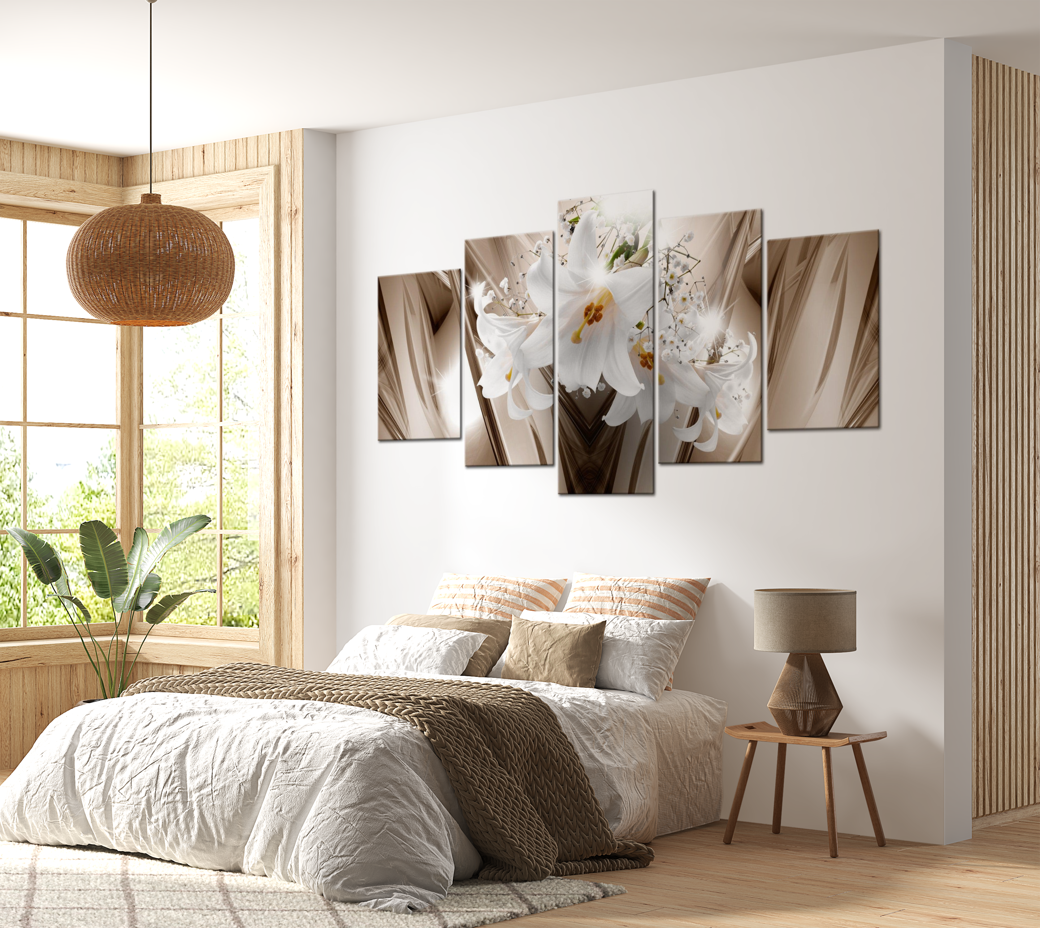 Floral Canvas Wall Art - Trapped Lily - 5 Pieces