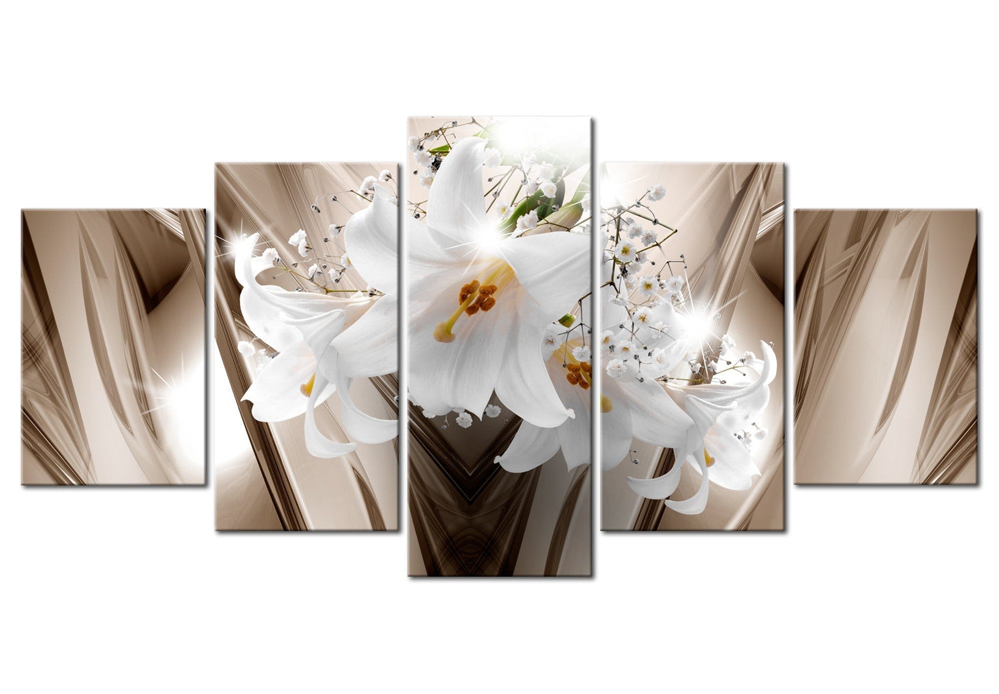 Floral Canvas Wall Art - Trapped Lily - 5 Pieces