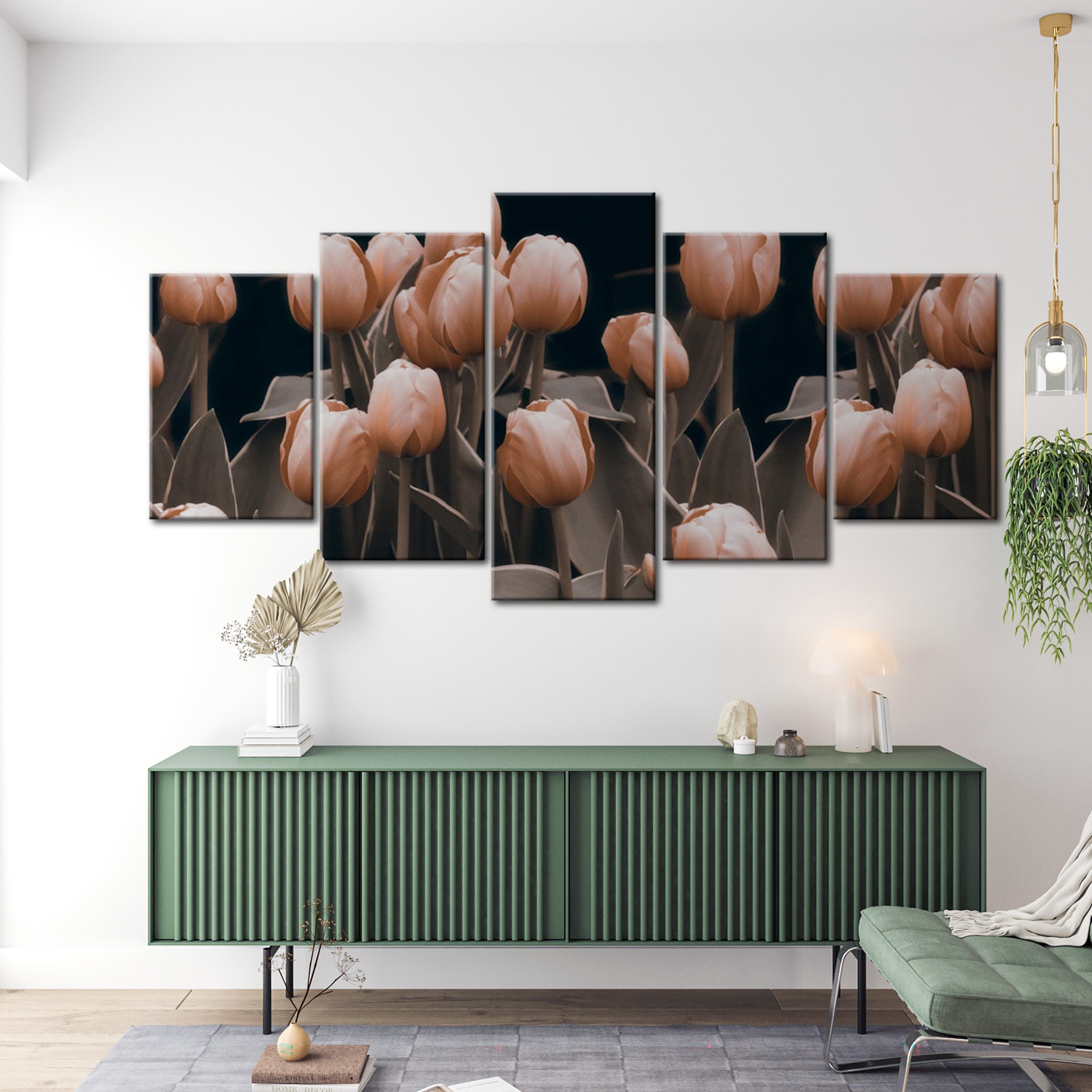 Stretched Canvas Floral Art - Tulips In Sepia 40"Wx20"H