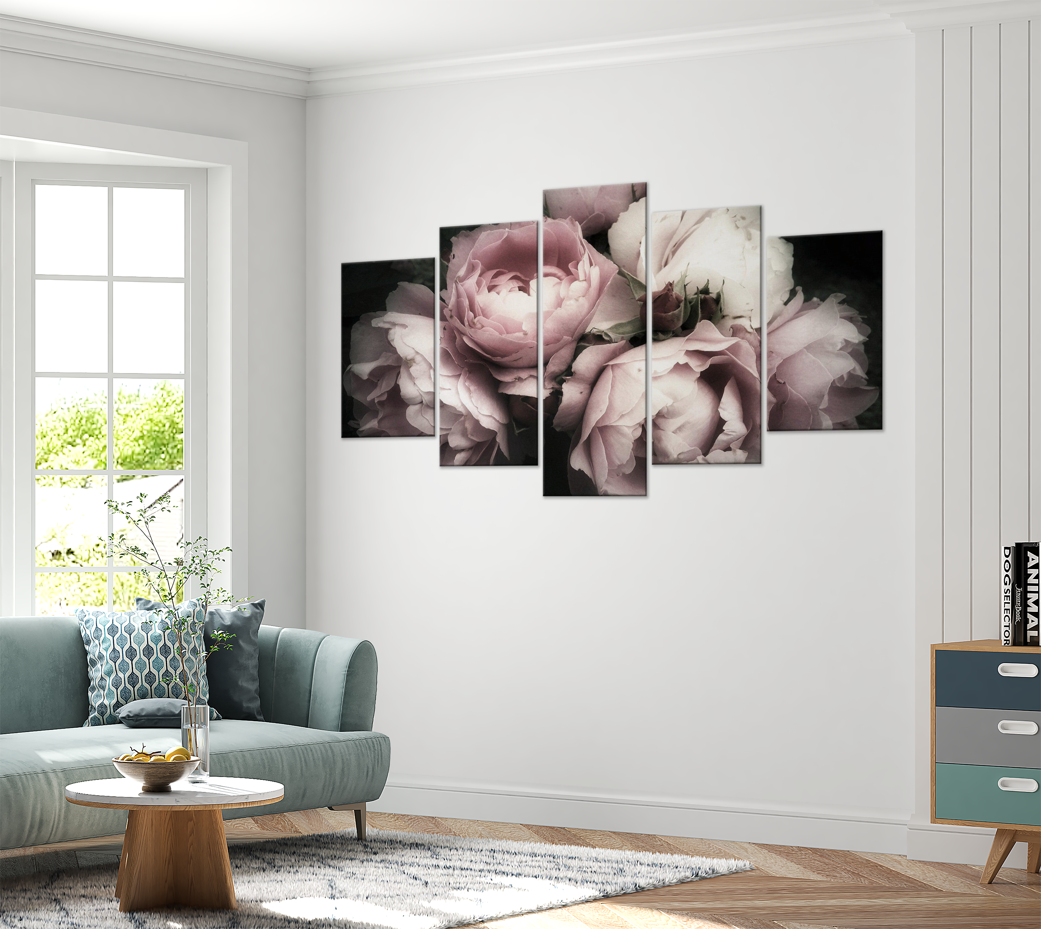 Stretched Canvas Floral Art - Smell Of Rose Wide 40"Wx20"H