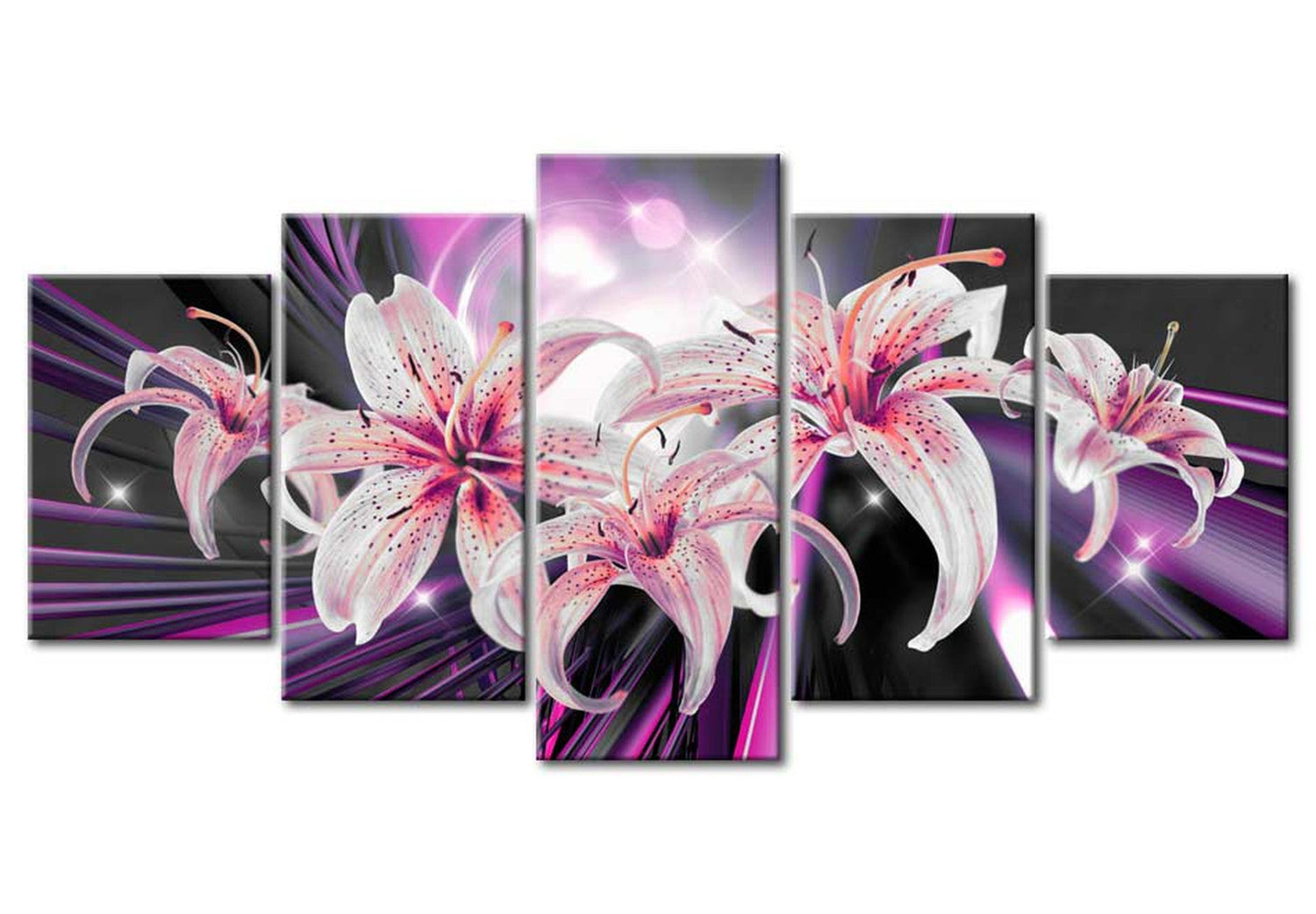 Floral Canvas Wall Art - Violet Inspiration - 5 Pieces