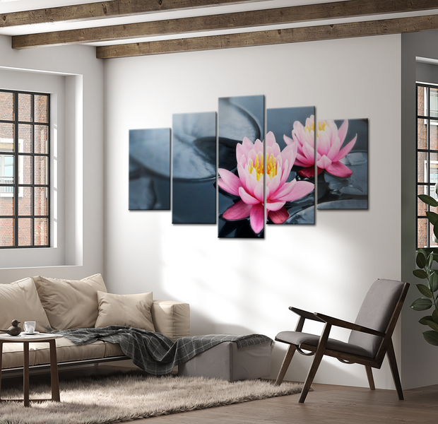 Floral Canvas Wall Art - Waterlily Dream - 5 Pieces