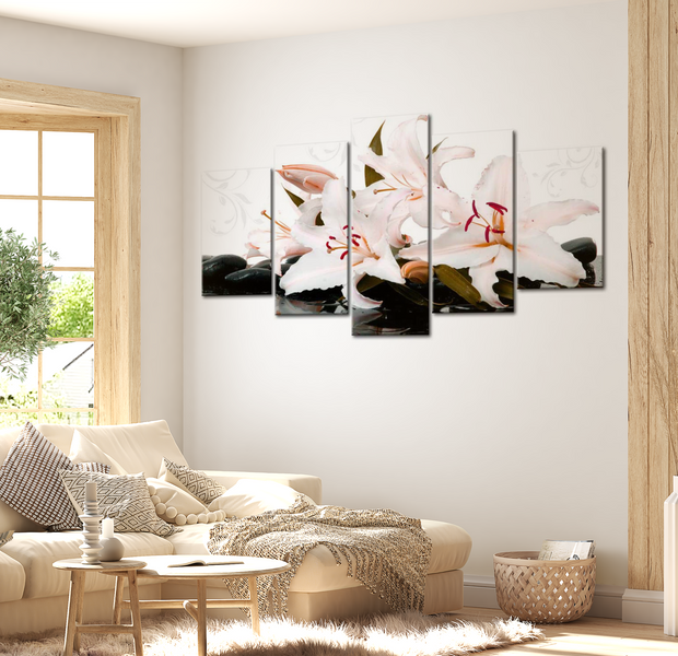Floral Canvas Wall Art - Wellness Spa Lilies - 5 Pieces