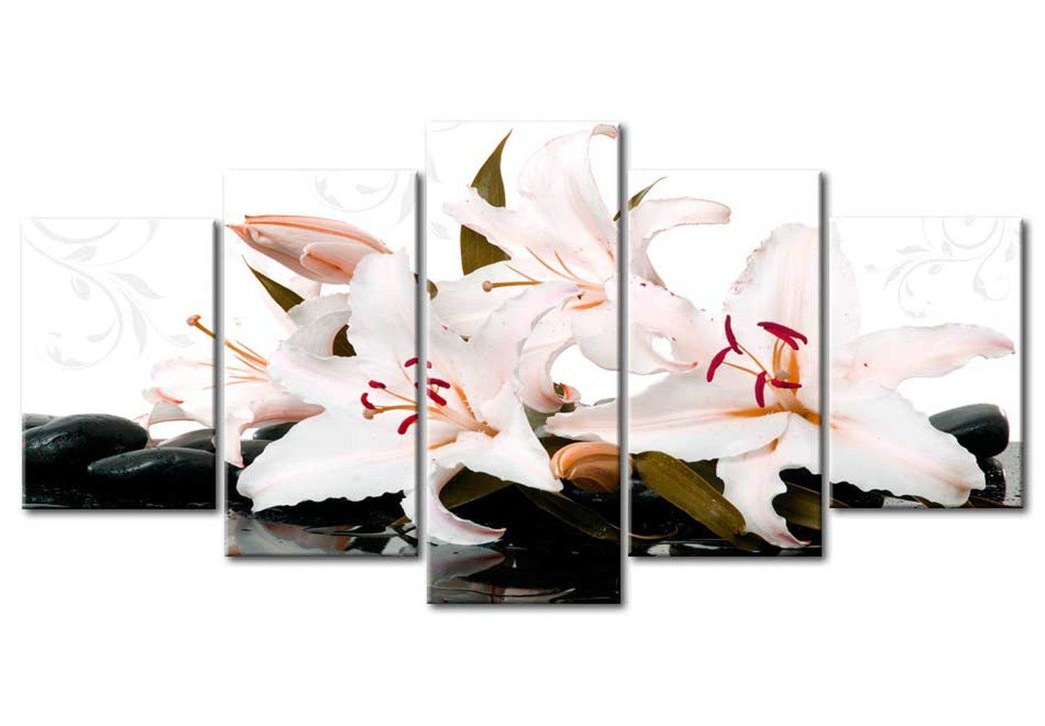 Floral Canvas Wall Art - Wellness Spa Lilies - 5 Pieces