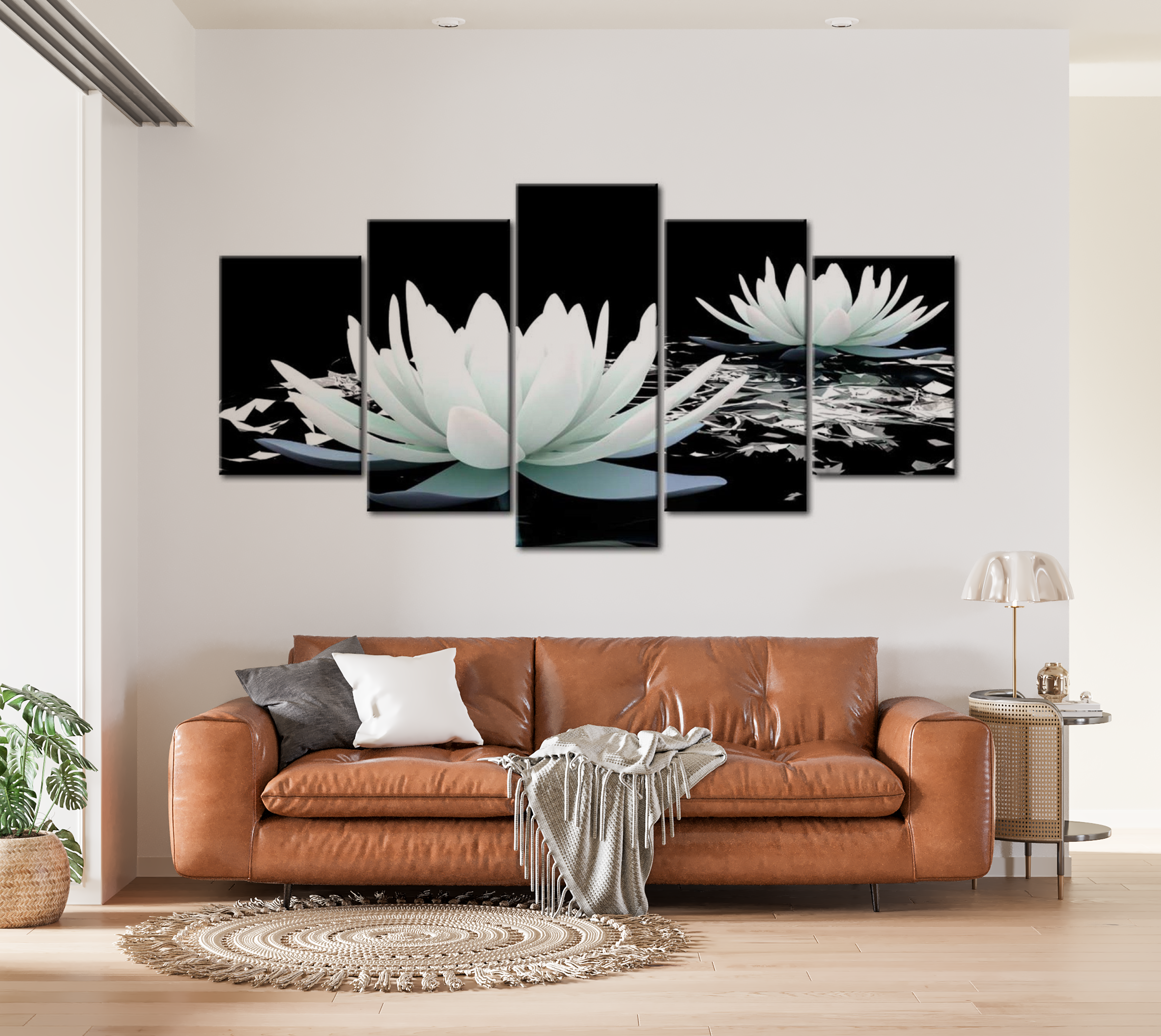 Stretched Canvas Floral Art - Alabaster Reflection 40"Wx20"H