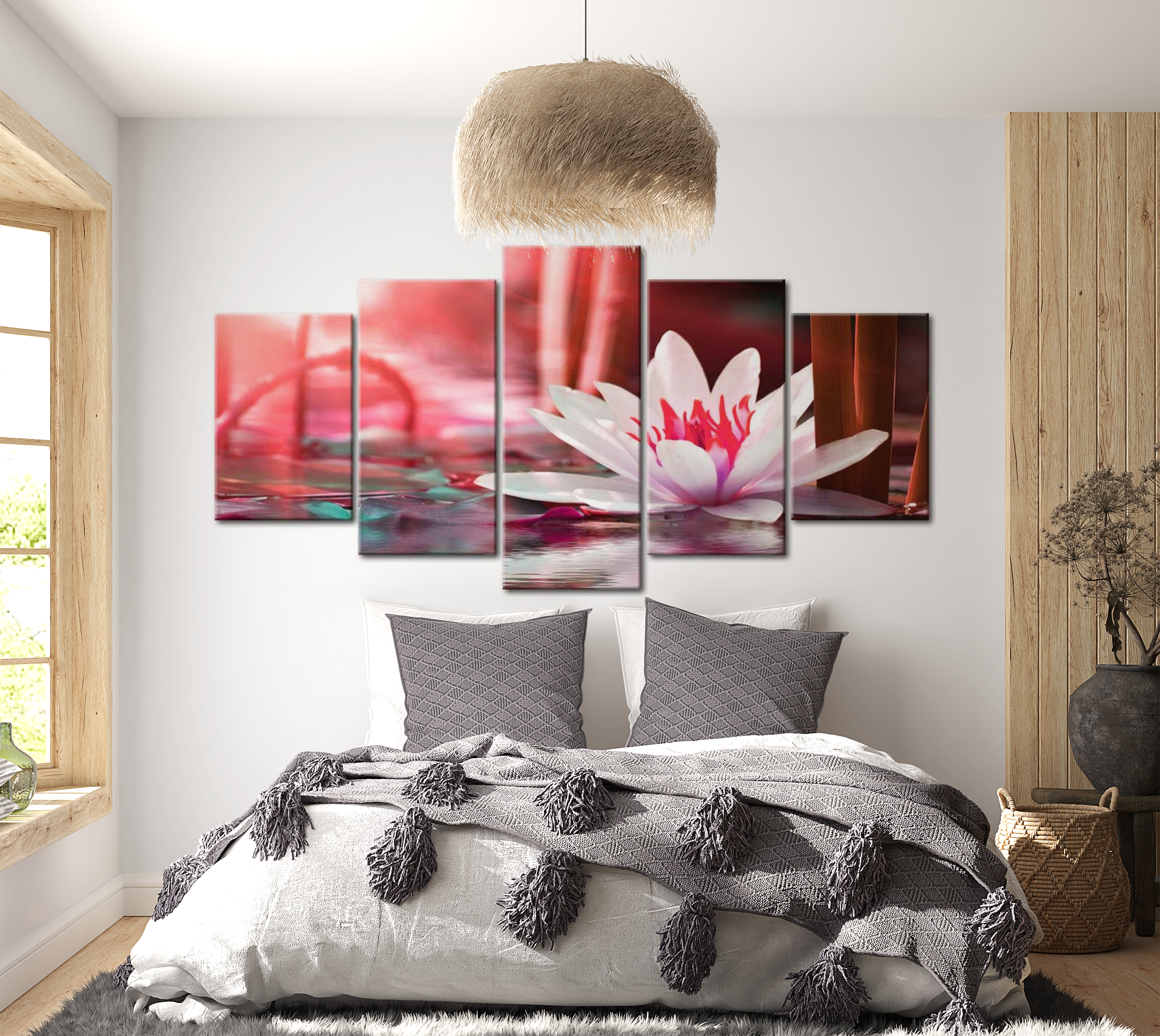 Stretched Canvas Floral Art - Amaranthine Lotus 40"Wx20"H