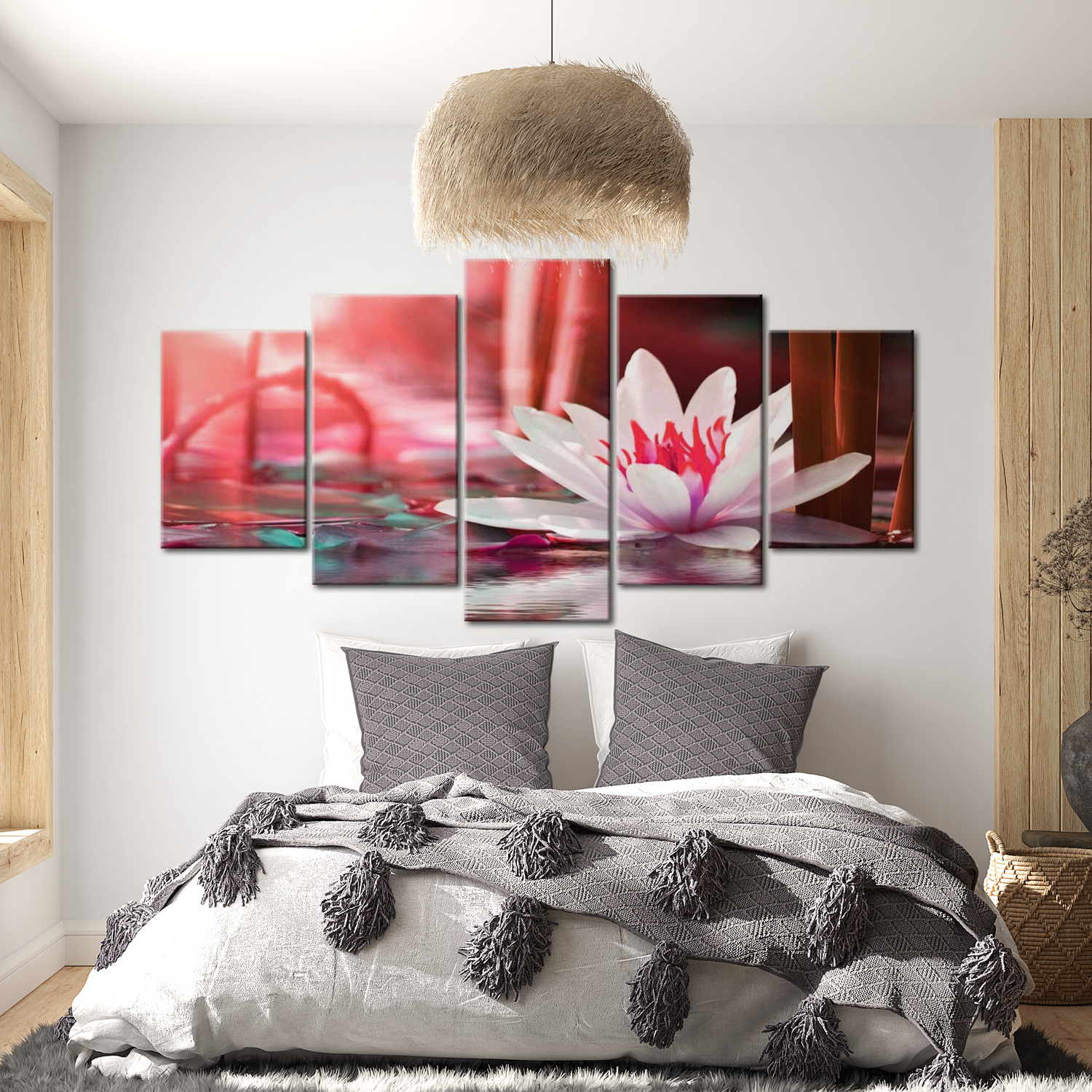 Stretched Canvas Floral Art - Amaranthine Lotus 40"Wx20"H