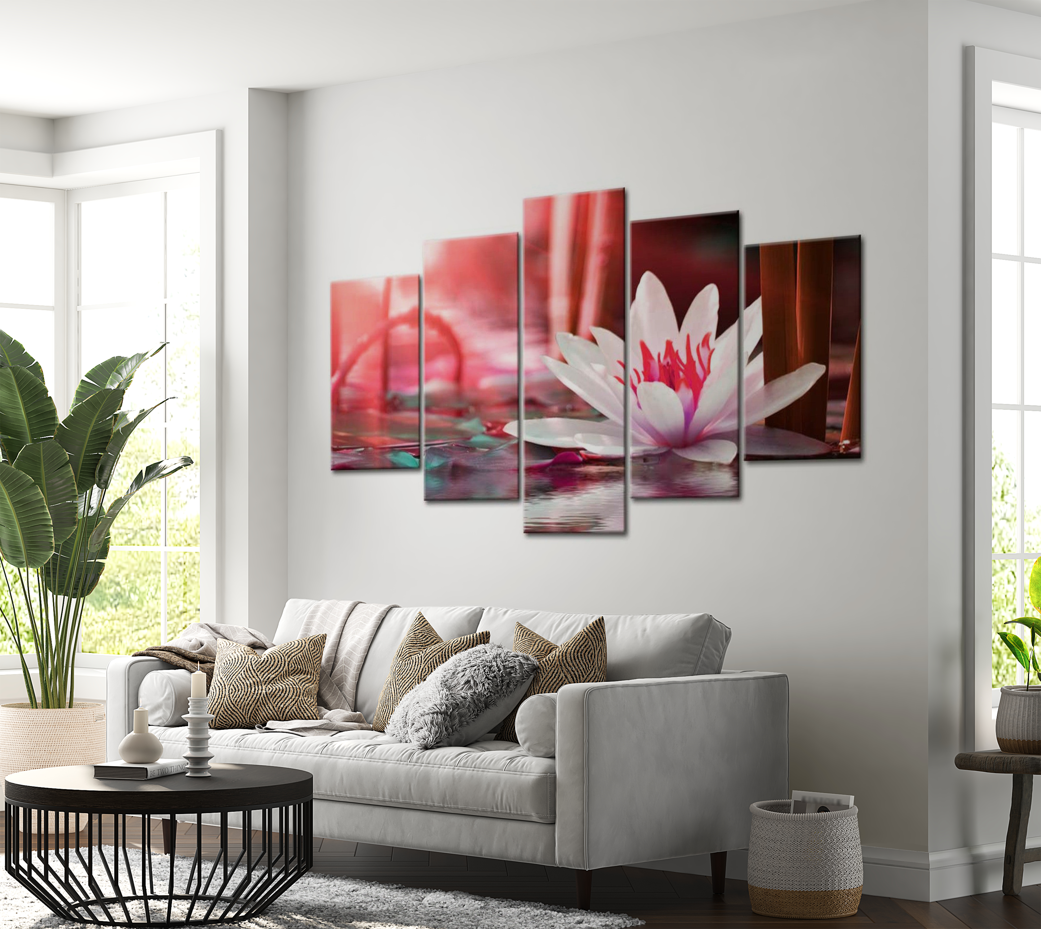 Stretched Canvas Floral Art - Amaranthine Lotus 40"Wx20"H