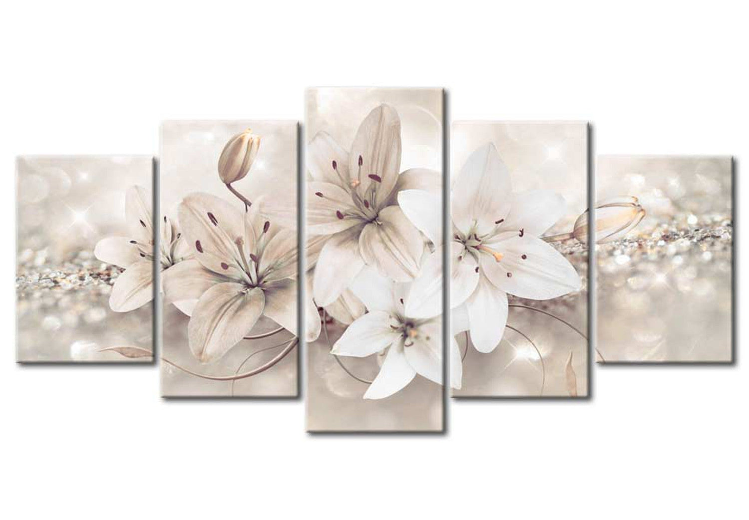 Floral Canvas Wall Art - Winter Lilies - 5 Pieces