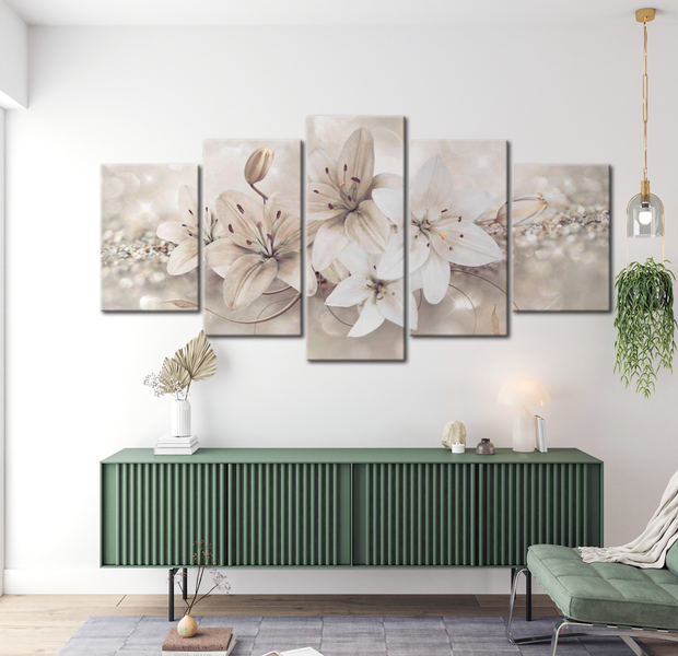 Floral Canvas Wall Art - Winter Lilies - 5 Pieces