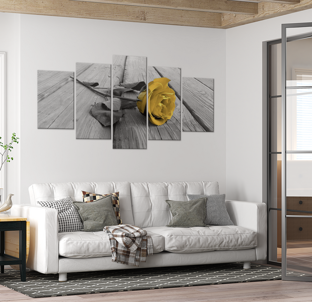 Floral Canvas Wall Art - Yellow Rose - 5 Pieces