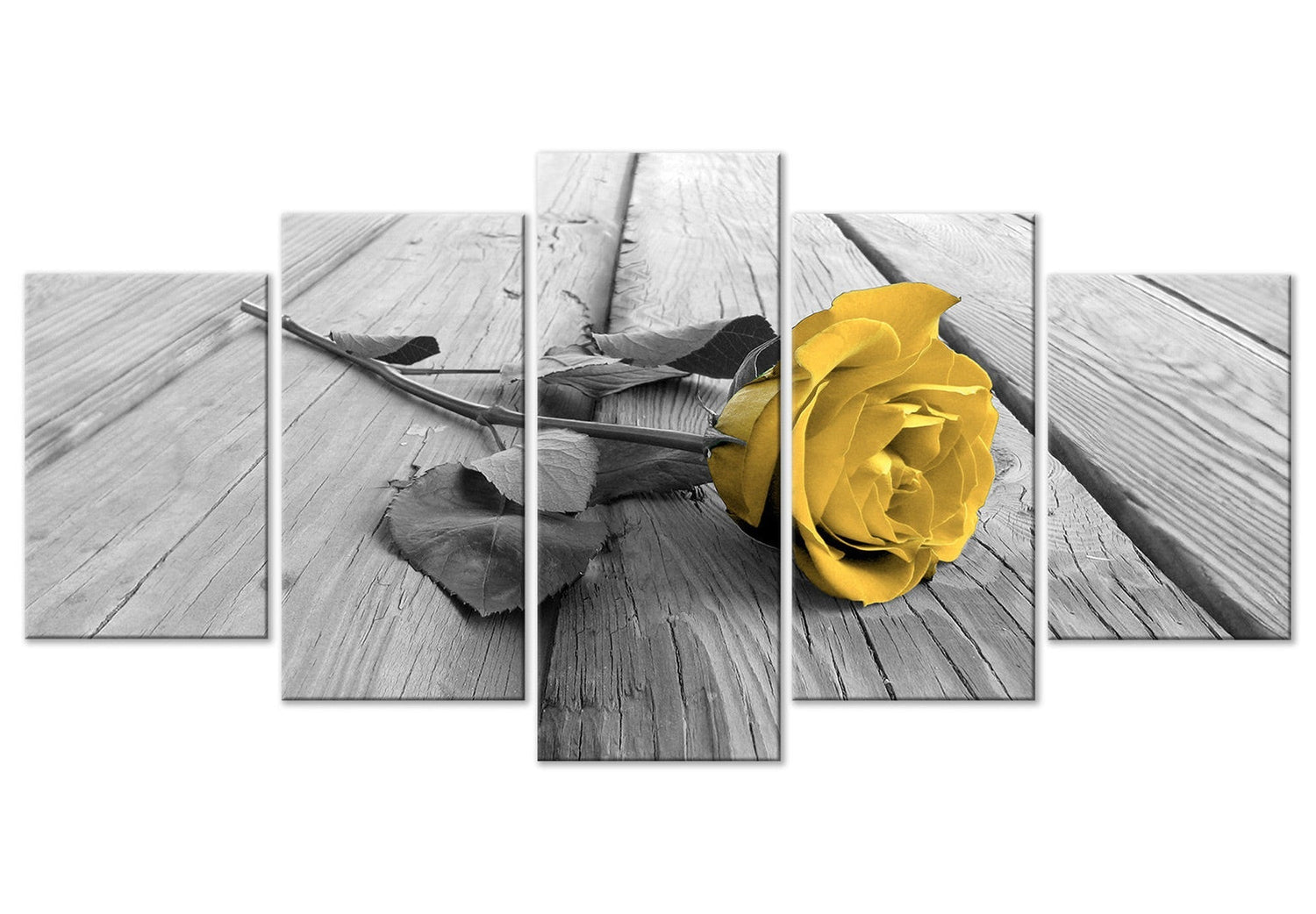 Floral Canvas Wall Art - Yellow Rose - 5 Pieces