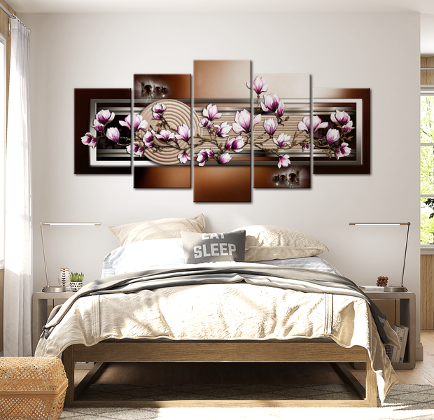 Floral Canvas Wall Art - Zen Garden Magnolia - 5 Pieces