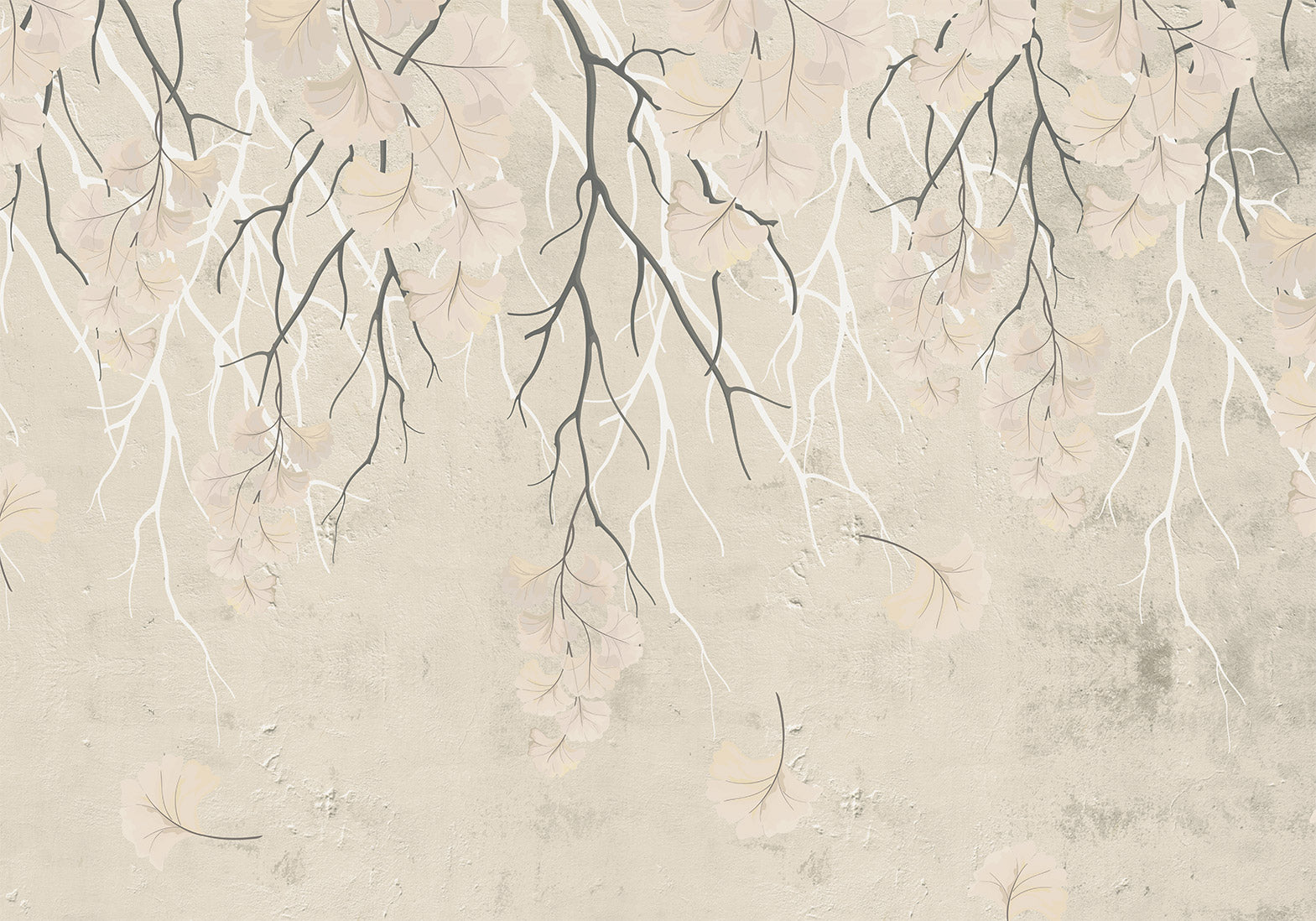 Floral Wallpaper Wall Mural - Abstract Falling Leaves