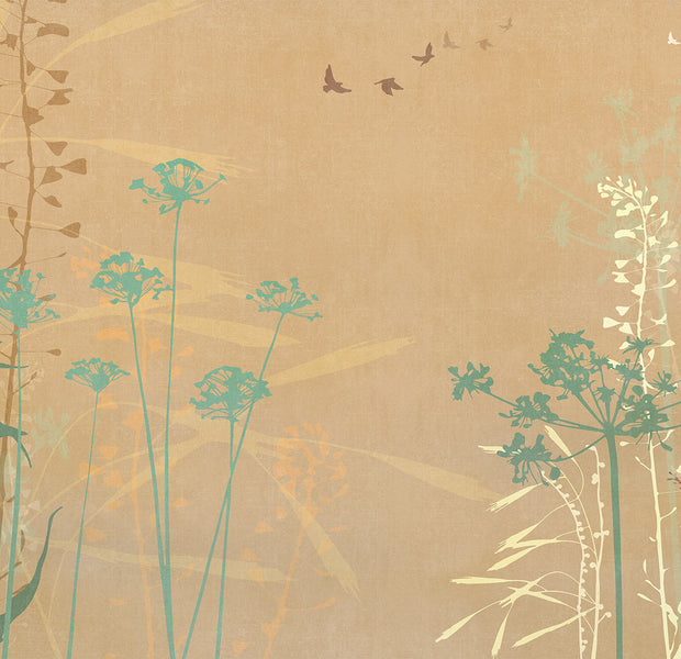 Floral Wallpaper Wall Mural - Bird in The Garden