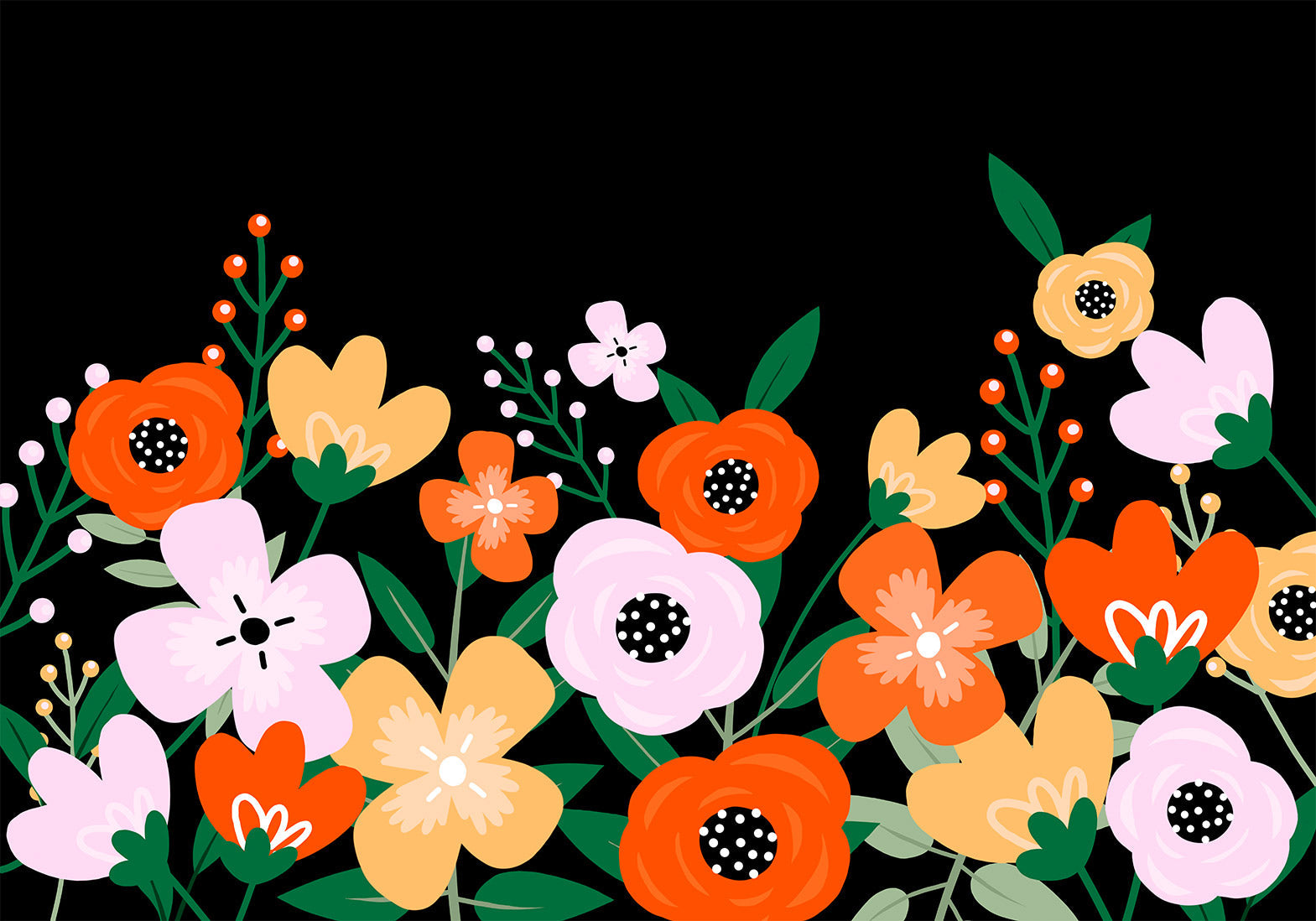 Floral Wallpaper Wall Mural - Colorful Abstract Bloom