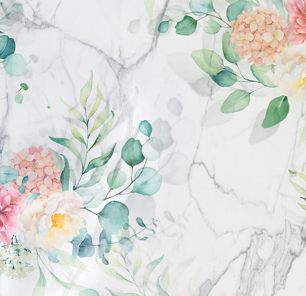Floral Wallpaper Wall Mural - Flowery Marble