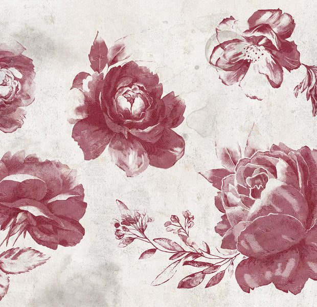 Floral Wallpaper Wall Mural - Garden of Memories Red