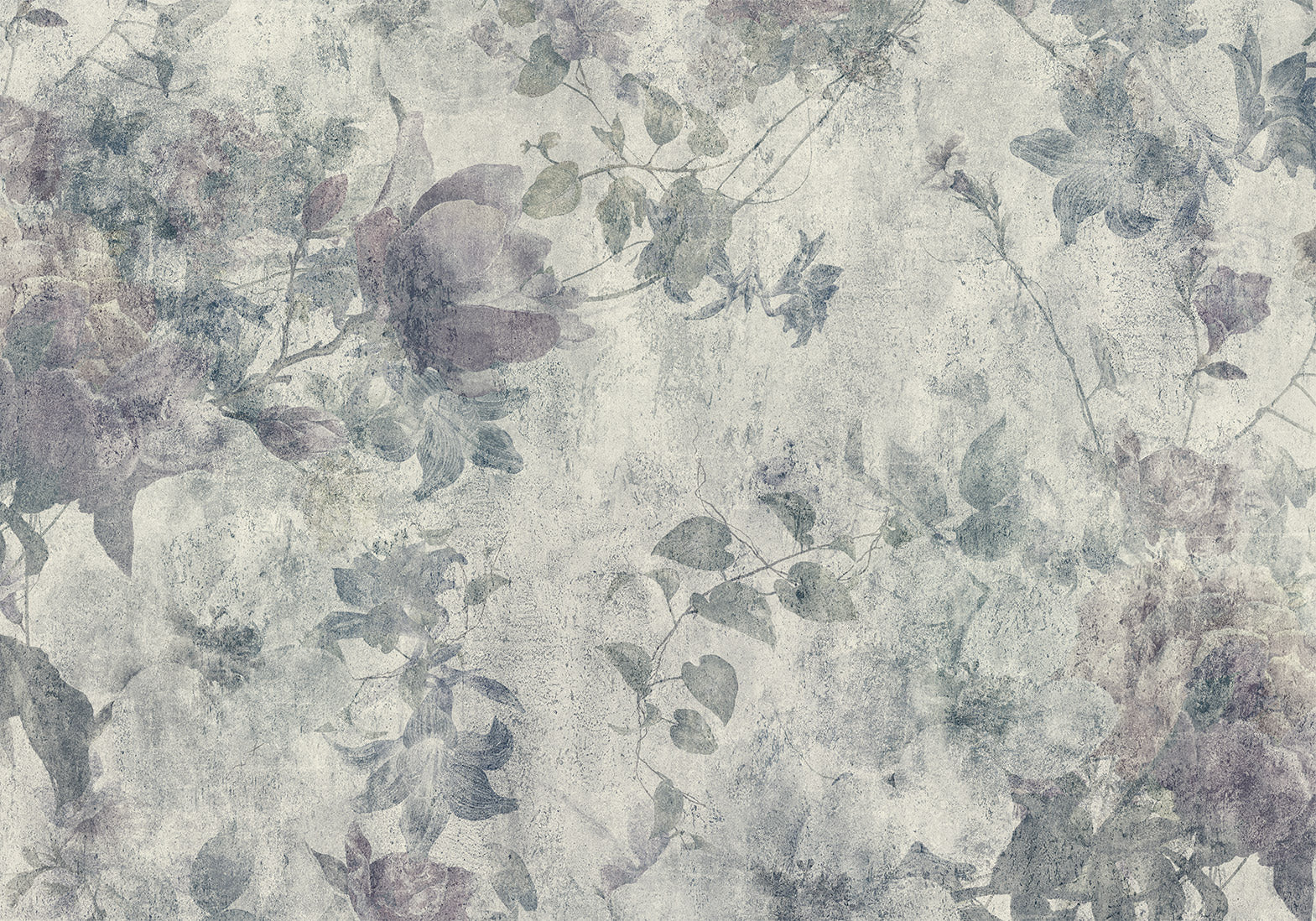 Floral Wallpaper Wall Mural - Grey Garden