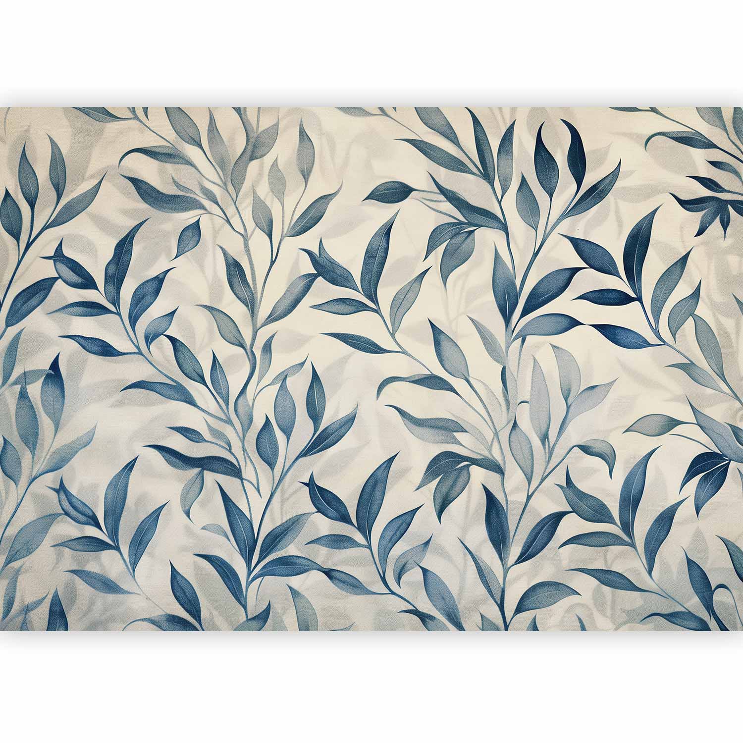 Floral Wallpaper Wall Mural - Leaves in Blue Colors
