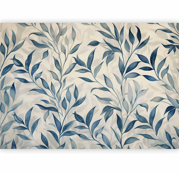 Floral Wallpaper Wall Mural - Leaves in Blue Colors