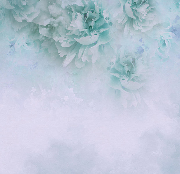 Floral Wallpaper Wall Mural - Light Turquoise Floral Composition