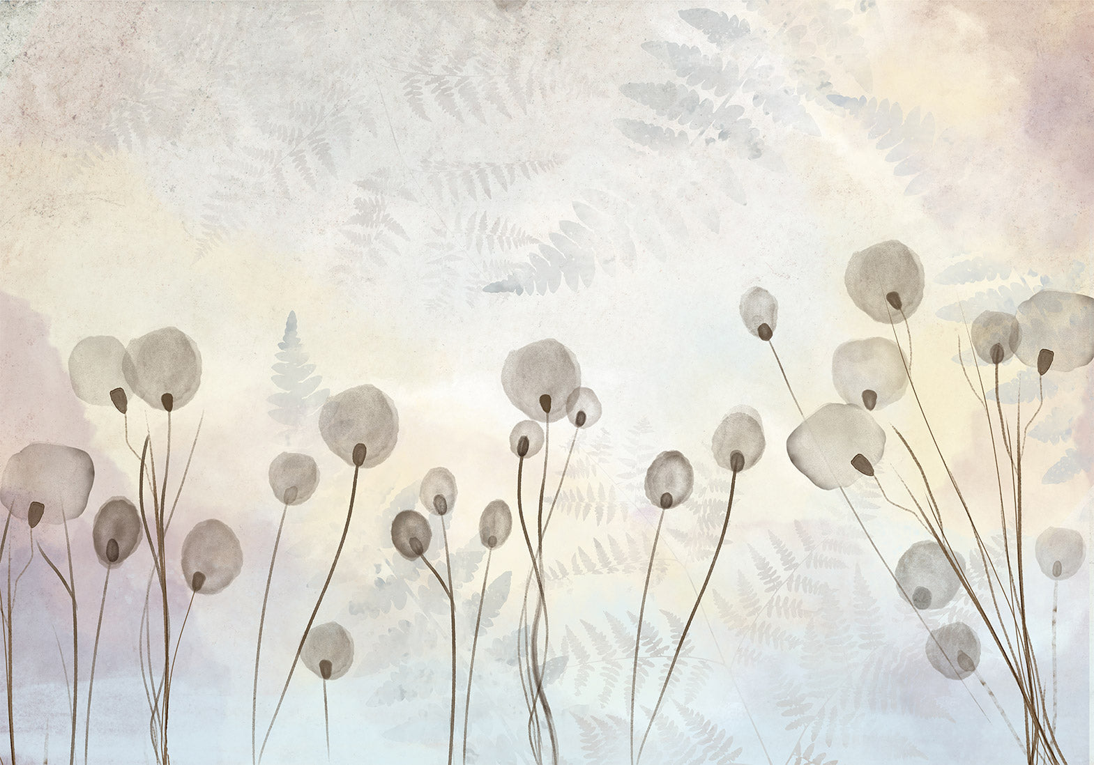 Floral Wallpaper Wall Mural - Misty Monday Morning