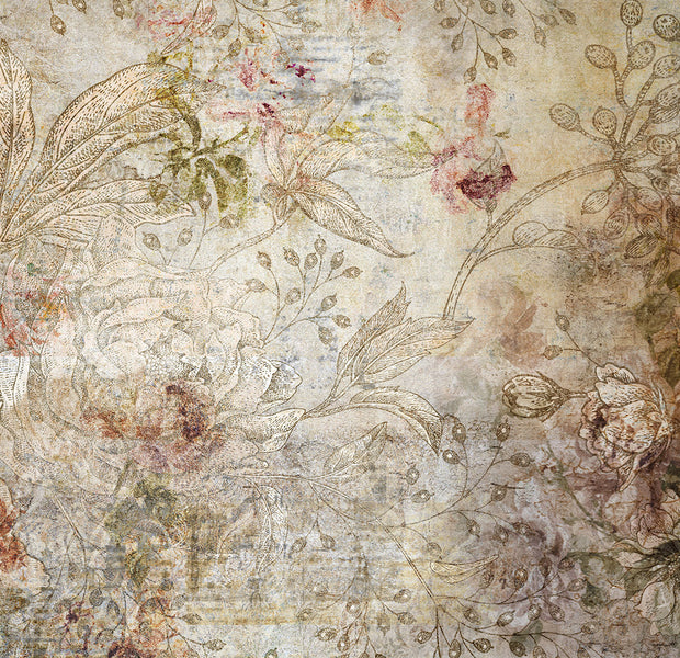 Floral Wallpaper Wall Mural - Old Postcard