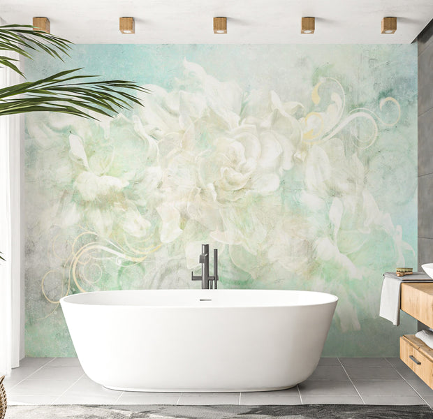 Floral Wallpaper Wall Mural - Pastels Abstract Flowers 39"Wx27"H / Regular