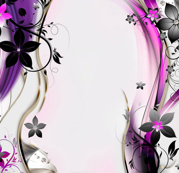 Floral Wallpaper Wall Mural - Purple Blooming Delight