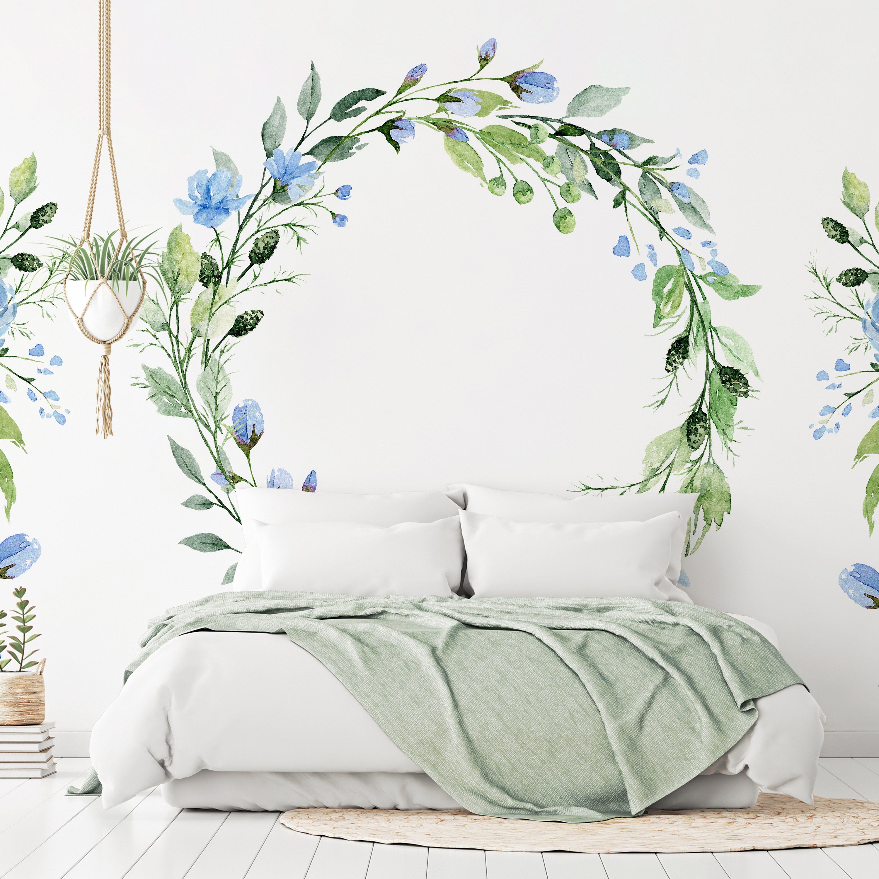 Floral Wallpaper Wall Mural - Romantic Wreath