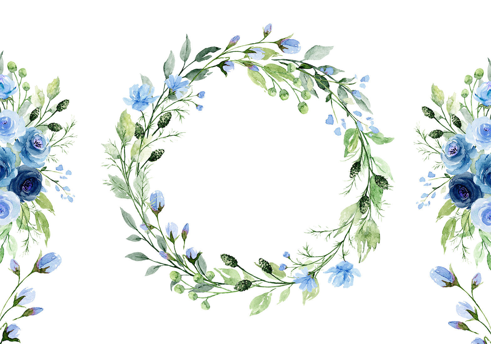 Floral Wallpaper Wall Mural - Romantic Wreath