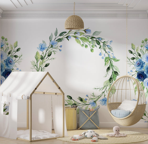 Floral Wallpaper Wall Mural - Romantic Wreath 39"Wx27"H / Regular