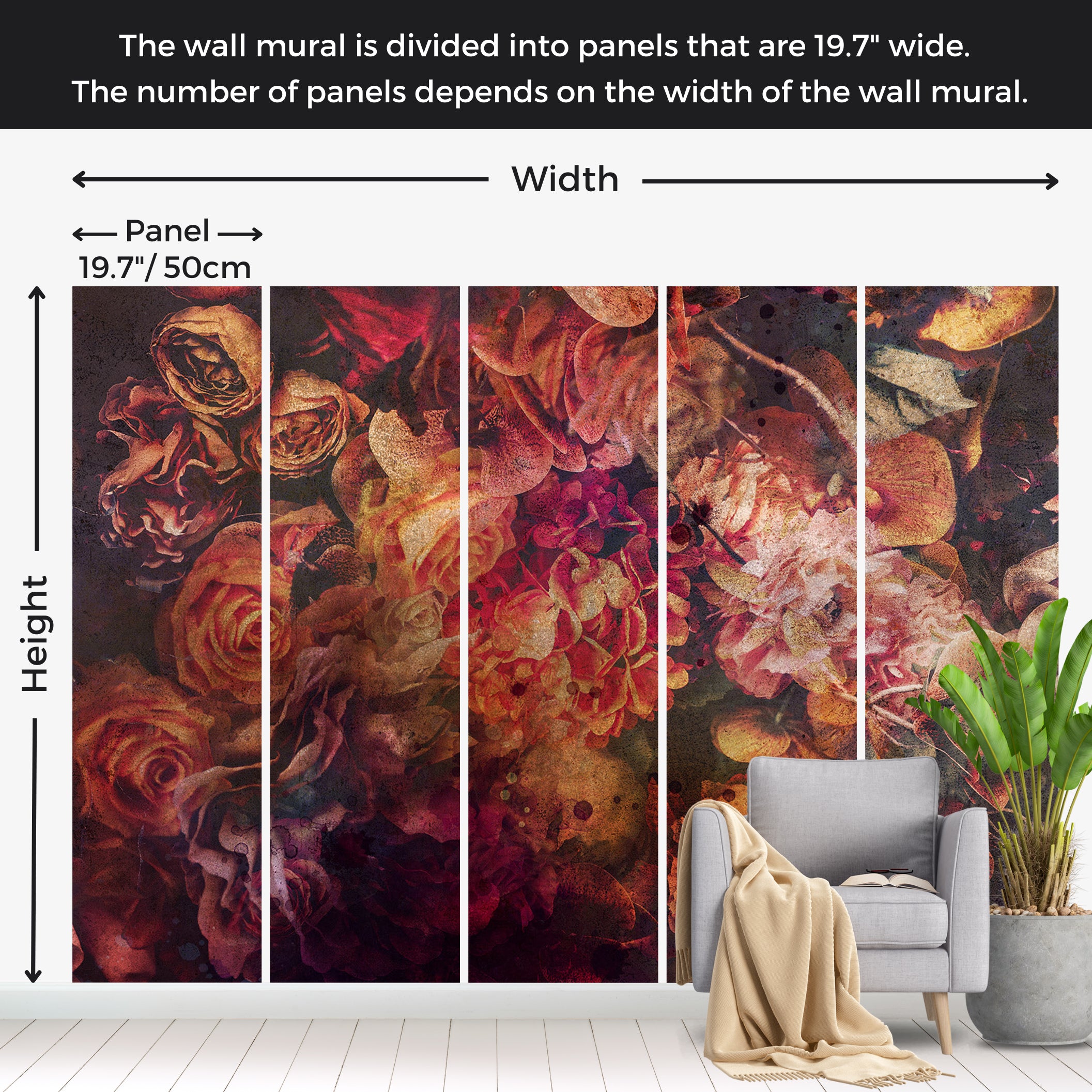 Floral Wallpaper Wall Mural - Vintage Flowers