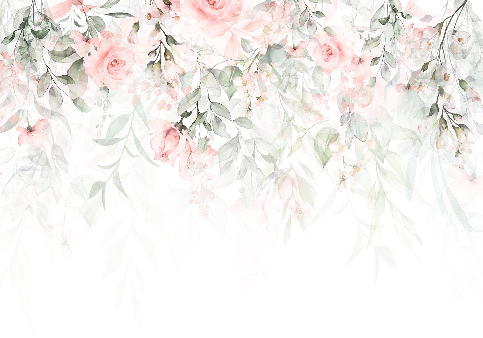 Floral Wallpaper Wall Mural - Waterfall of Roses