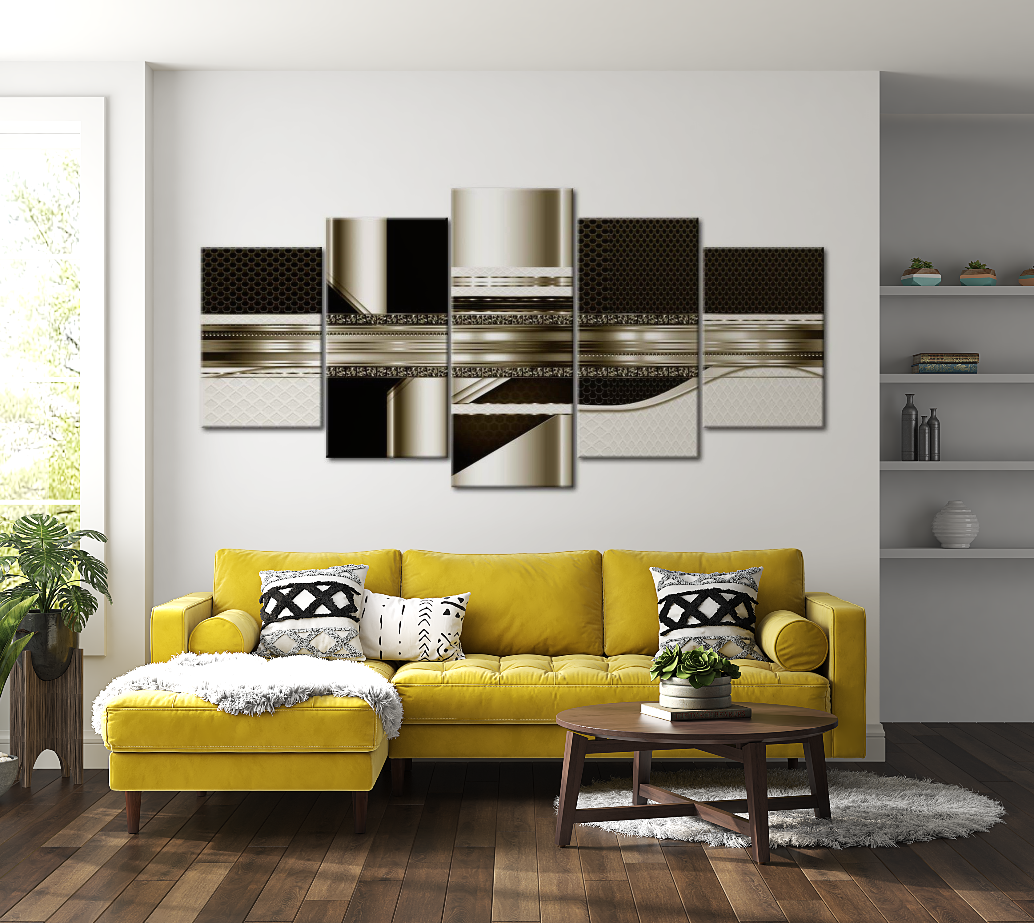 Glam Canvas Wall Art - Abstract Lines - 5 Pieces