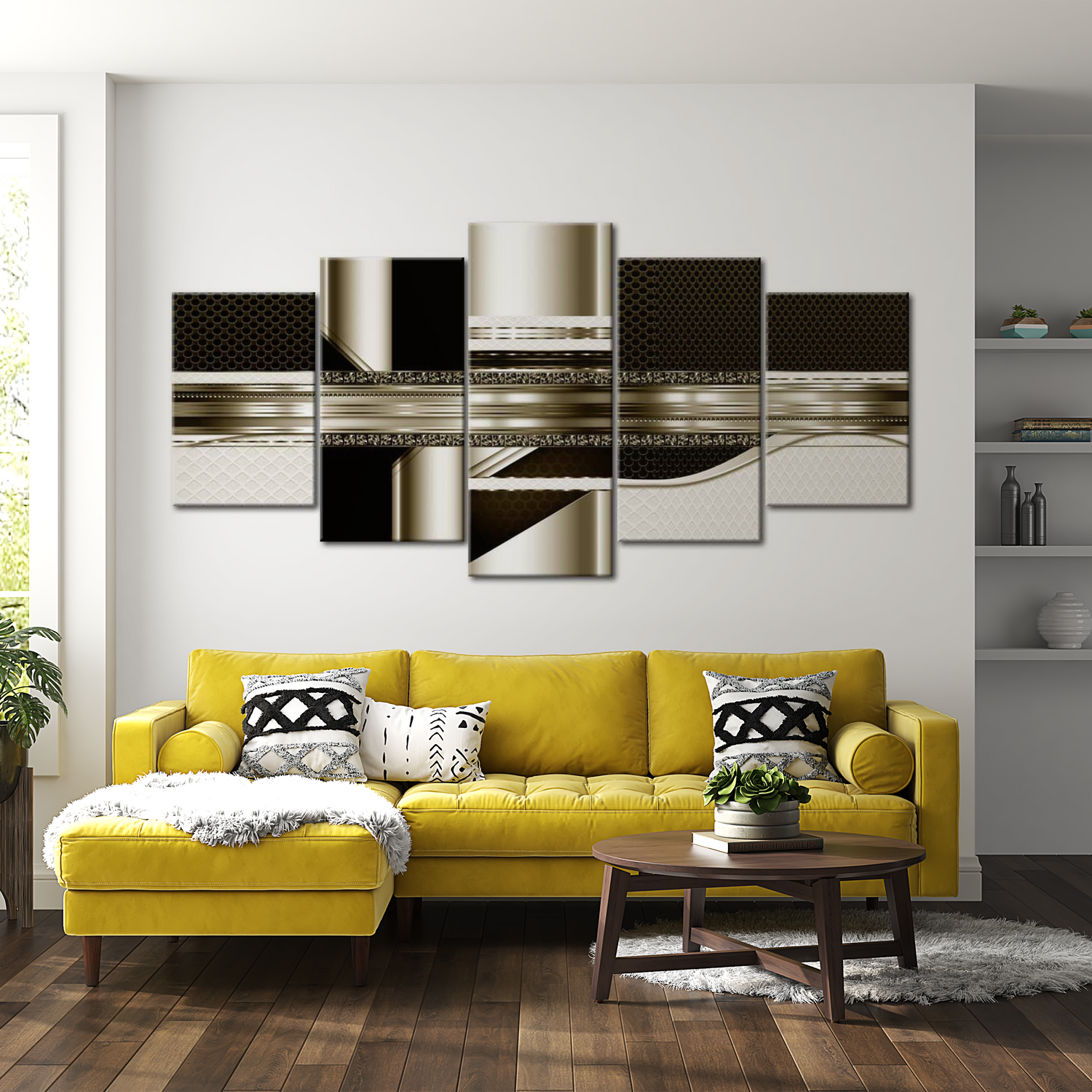 Stretched Canvas Glamour Art - Golden Line 40"Wx20"H