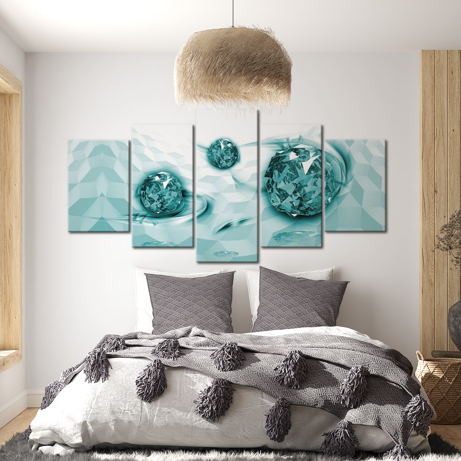 Stretched Canvas Glamour Art - Embedded In Turquoise 40"Wx20"H