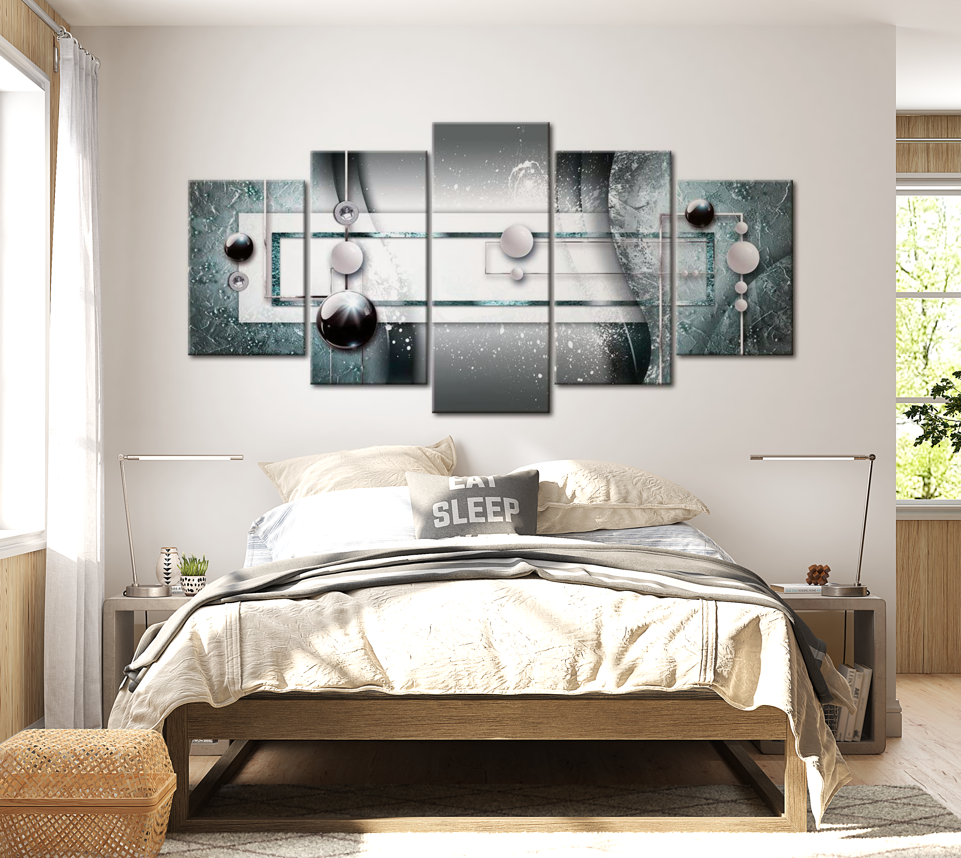 Stretched Canvas Glamour Art - Blue Harmony 40"Wx20"H