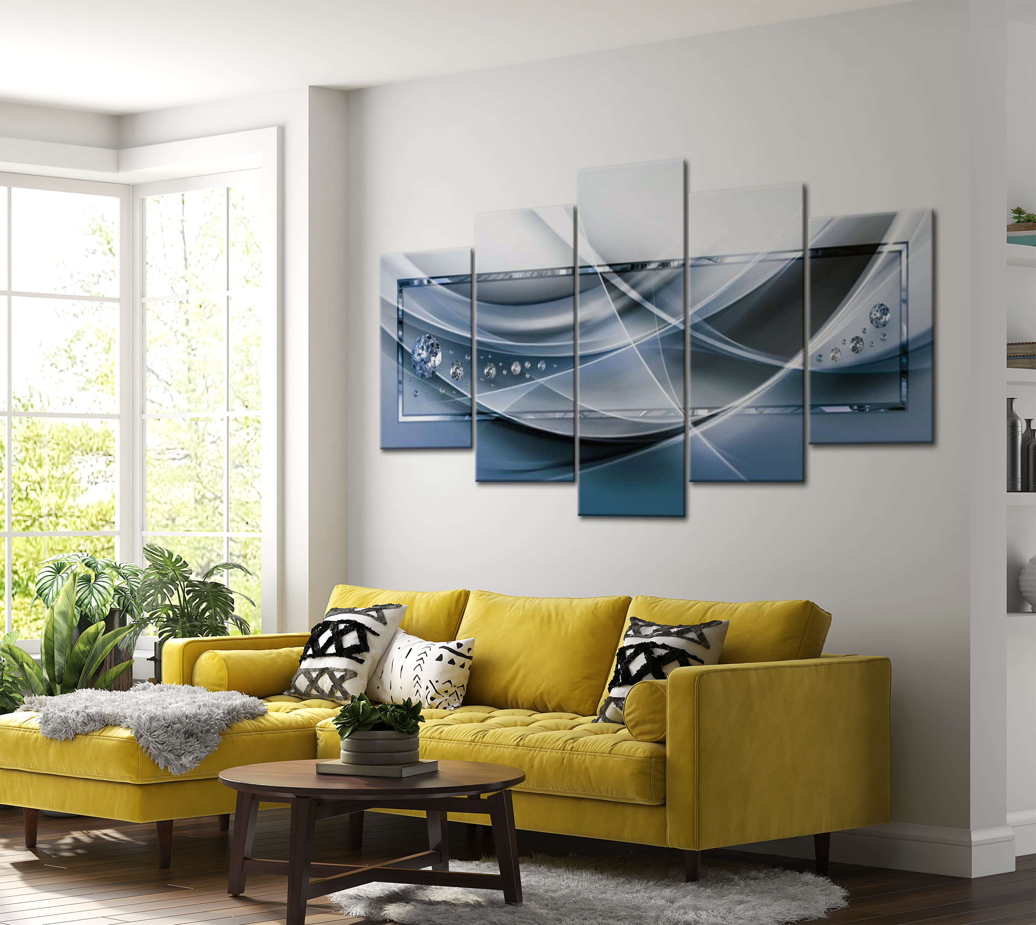 Stretched Canvas Glamour Art - Blue Rays 40"Wx20"H