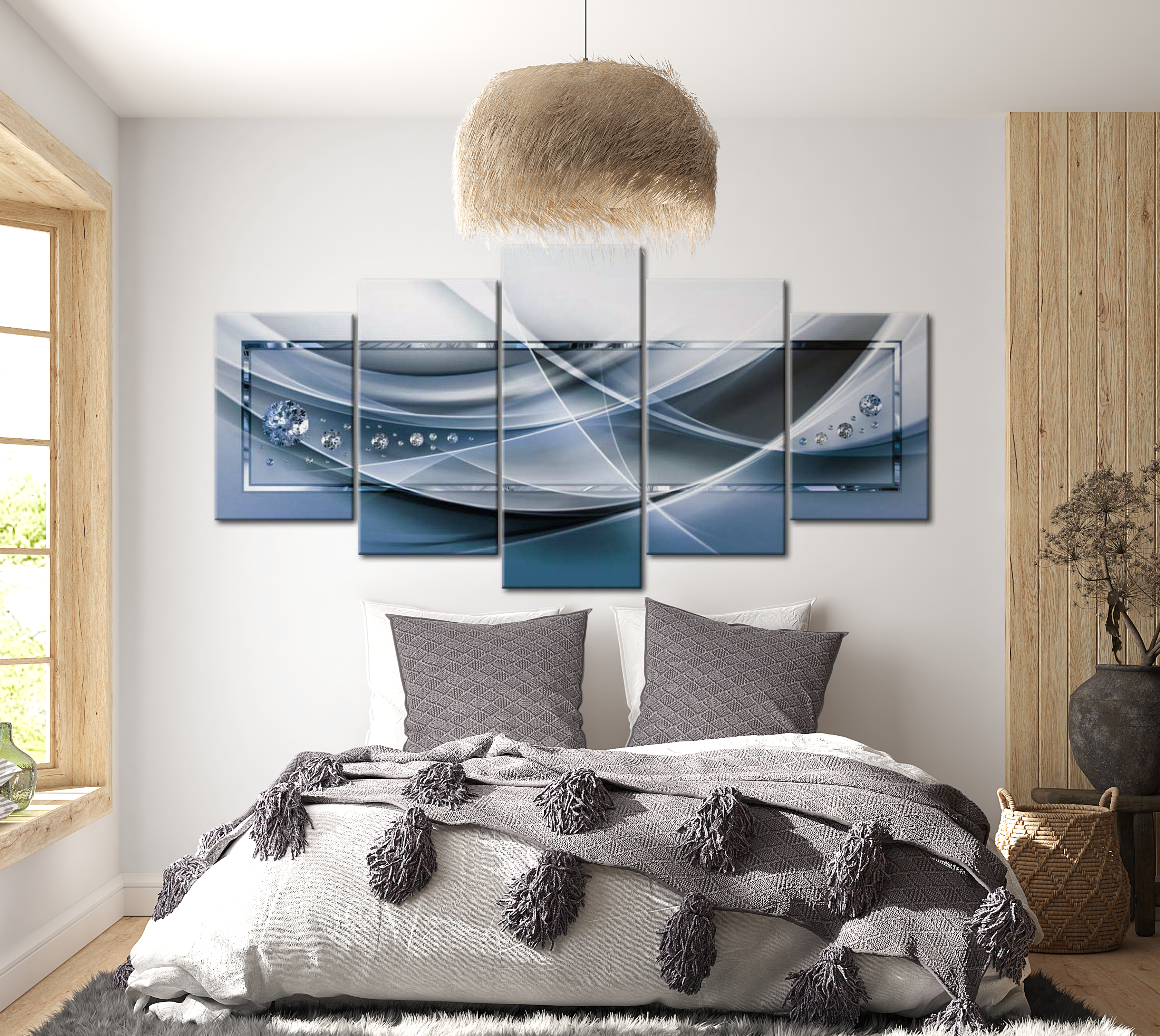 Stretched Canvas Glamour Art - Blue Rays 40"Wx20"H