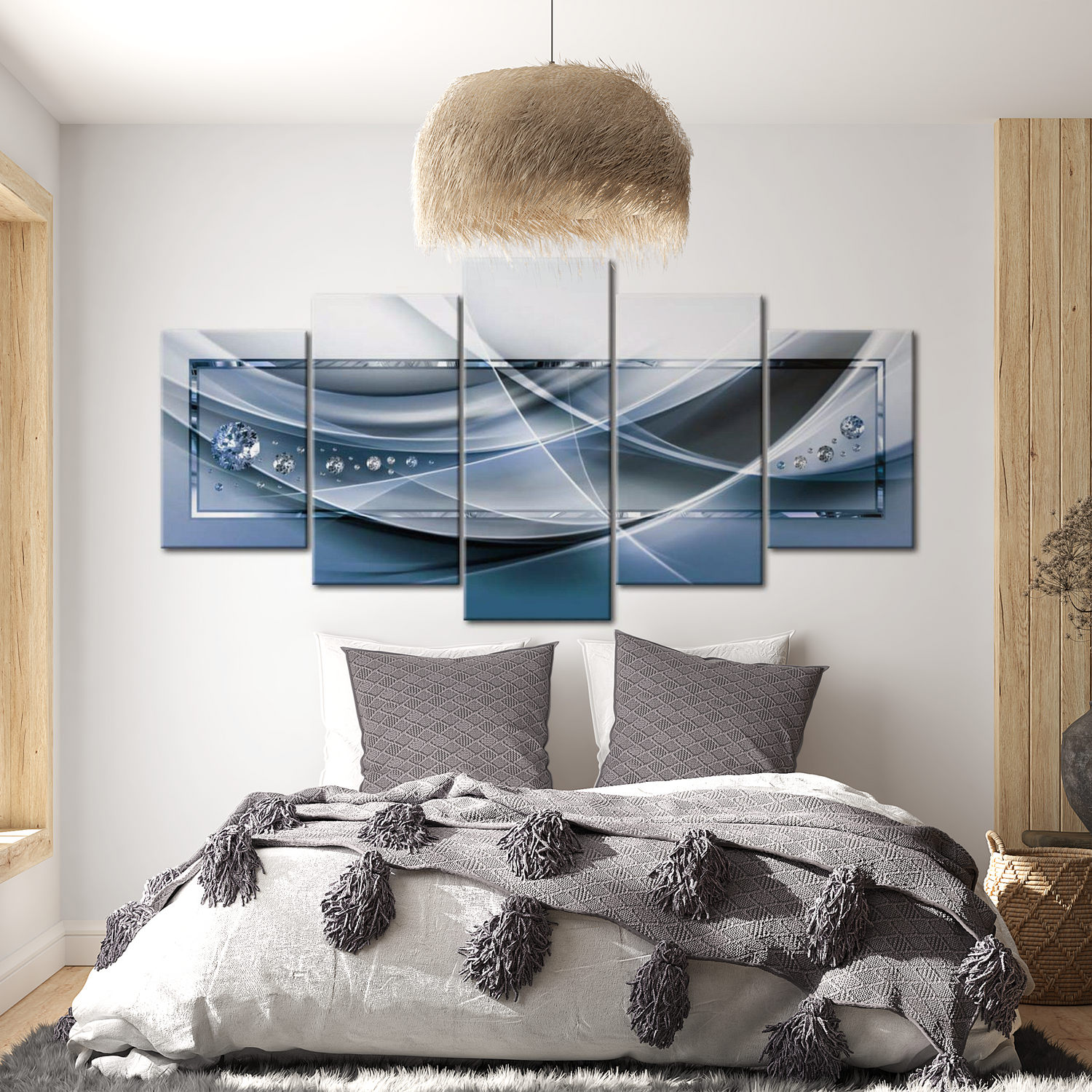 Stretched Canvas Glamour Art - Blue Rays 40"Wx20"H