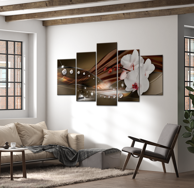 Glam Canvas Wall Art - Brown Diamond Glimmer - 5 Pieces