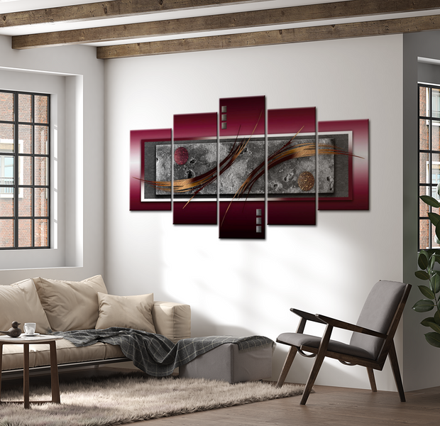 Glam Canvas Wall Art - Burgundy Elegance - 5 Pieces